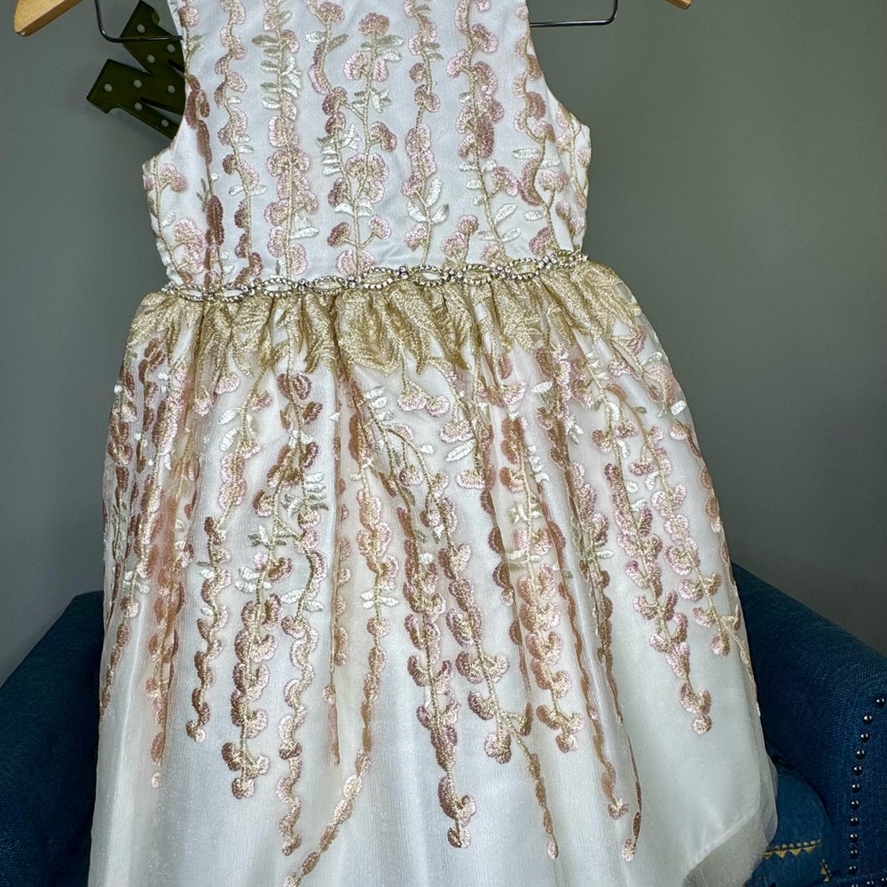 American Princess Cream Embellished Sundress for girls
